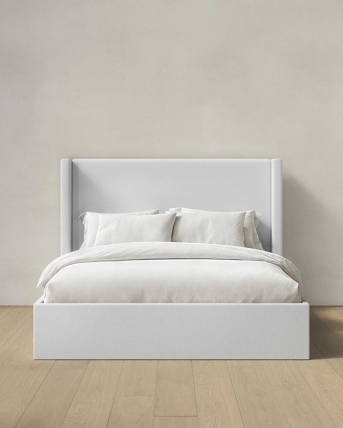 100% Linen Wingback Bed - Full / Canvas