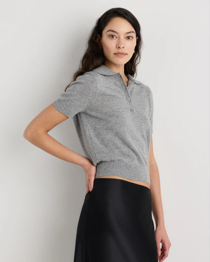 Mongolian Cashmere Short Sleeve Polo - XS / Oatmeal