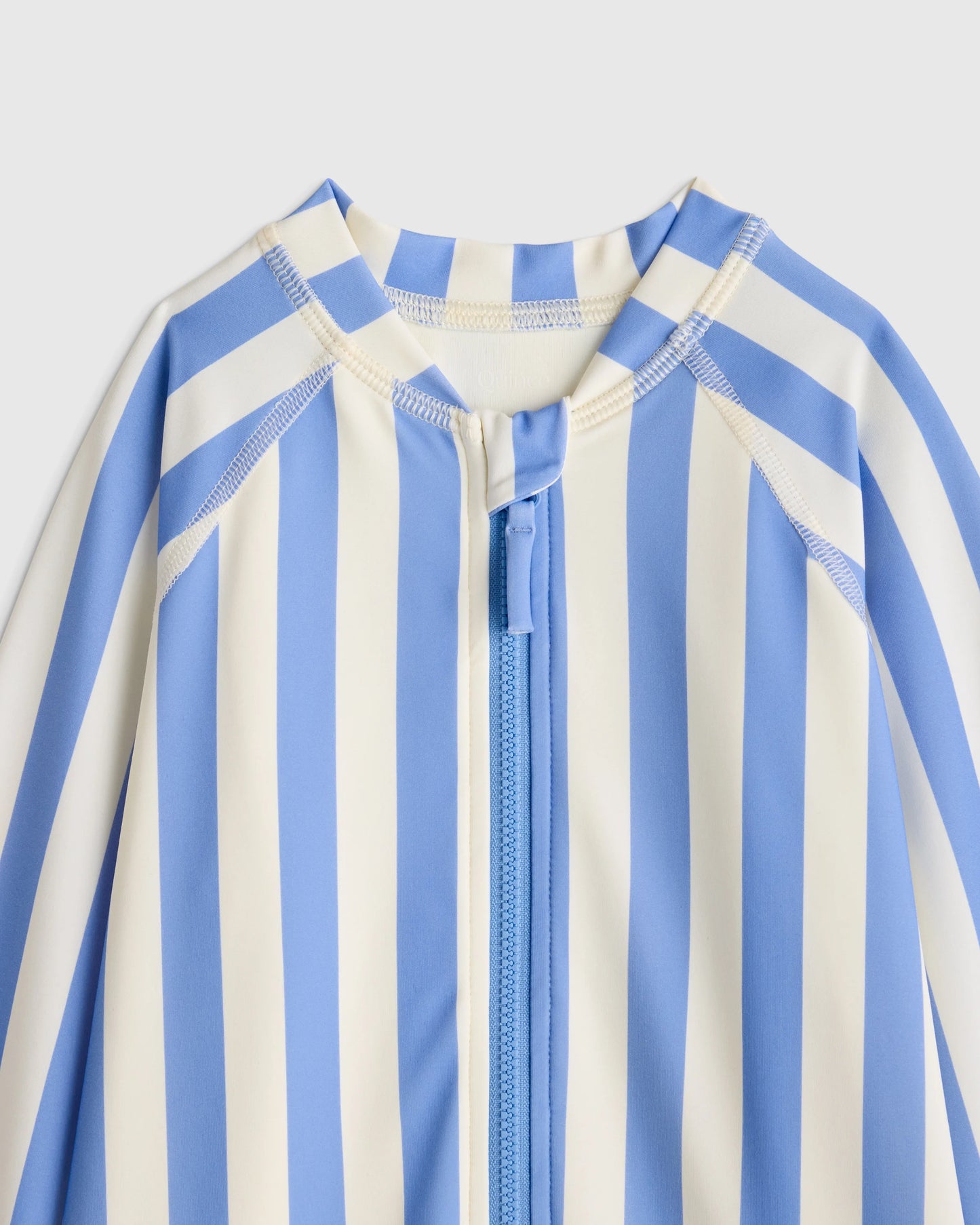 Long Sleeve Zip-Up Rash Guard One-Piece - 2T / Peri Beach Stripe