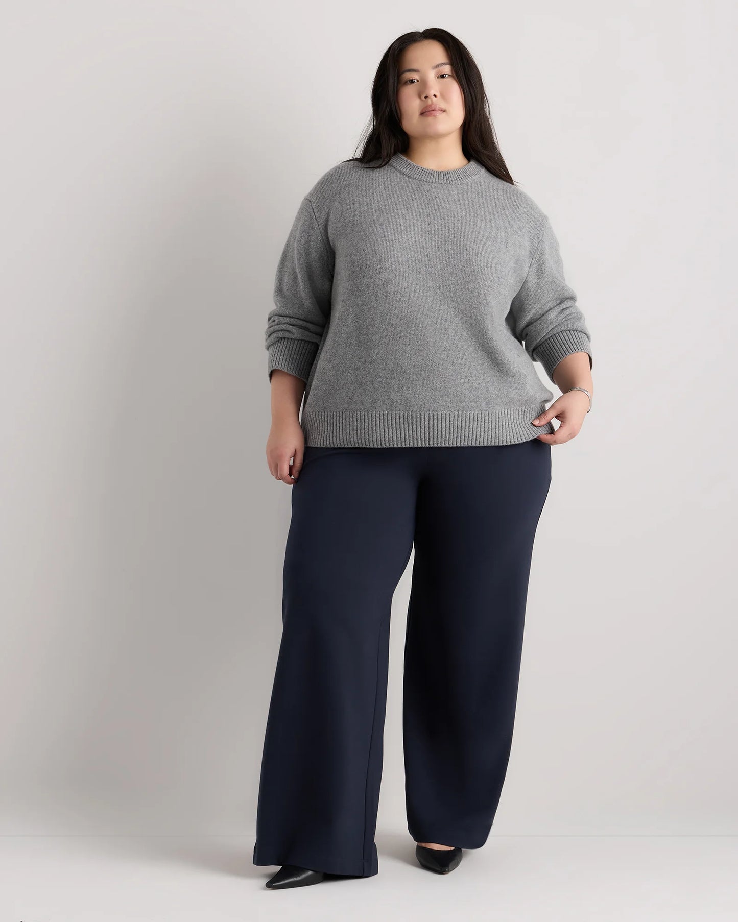 Mongolian Cashmere Oversized Crewneck Sweater - 1X / Oatmeal