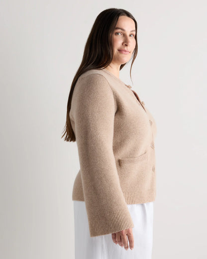 Mongolian Cashmere Structured Cardigan - 1X / Oatmeal