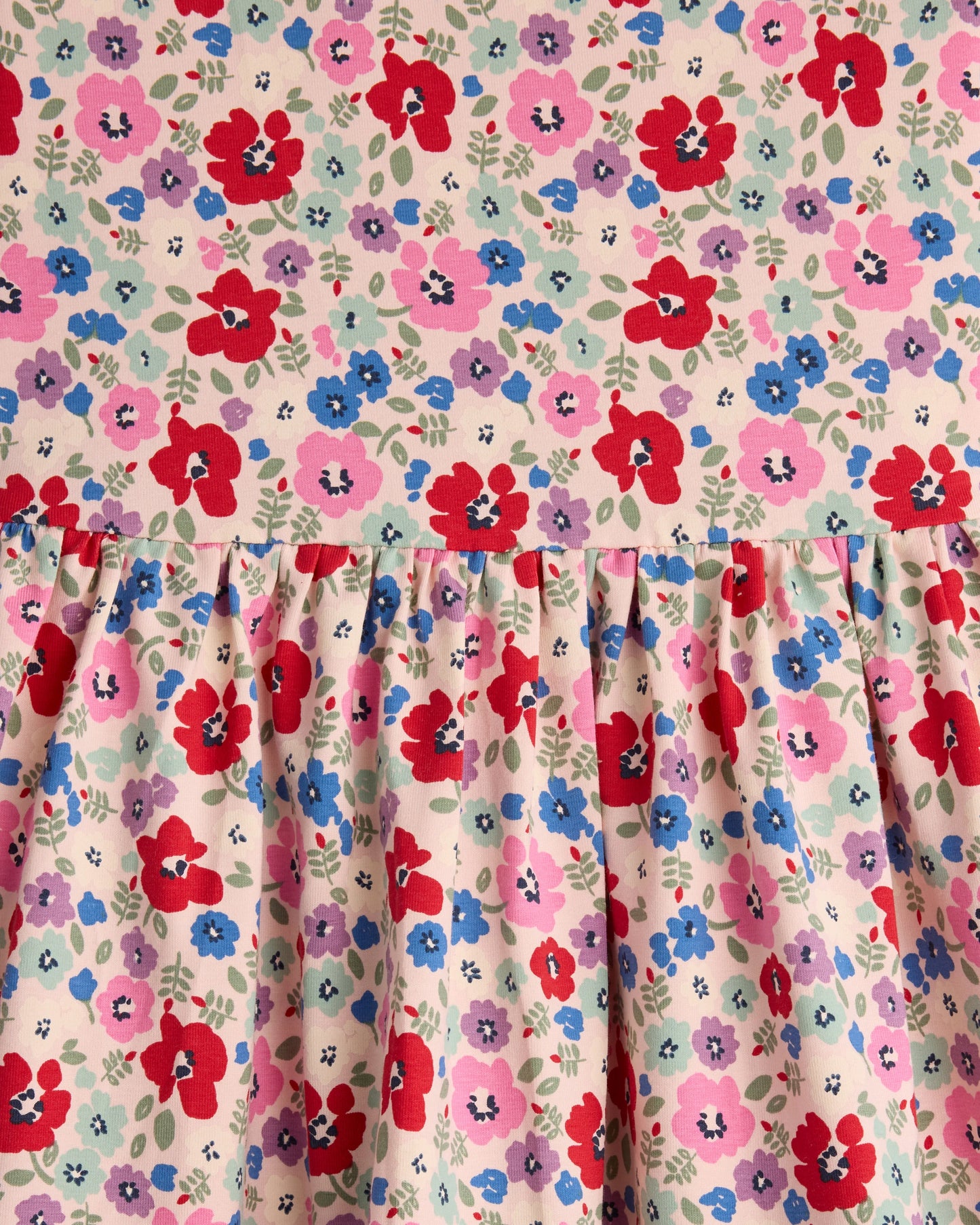 Organic Cotton Long Sleeve Fit and Flare Pocket Dress - 6 / Purple Poppy Garden