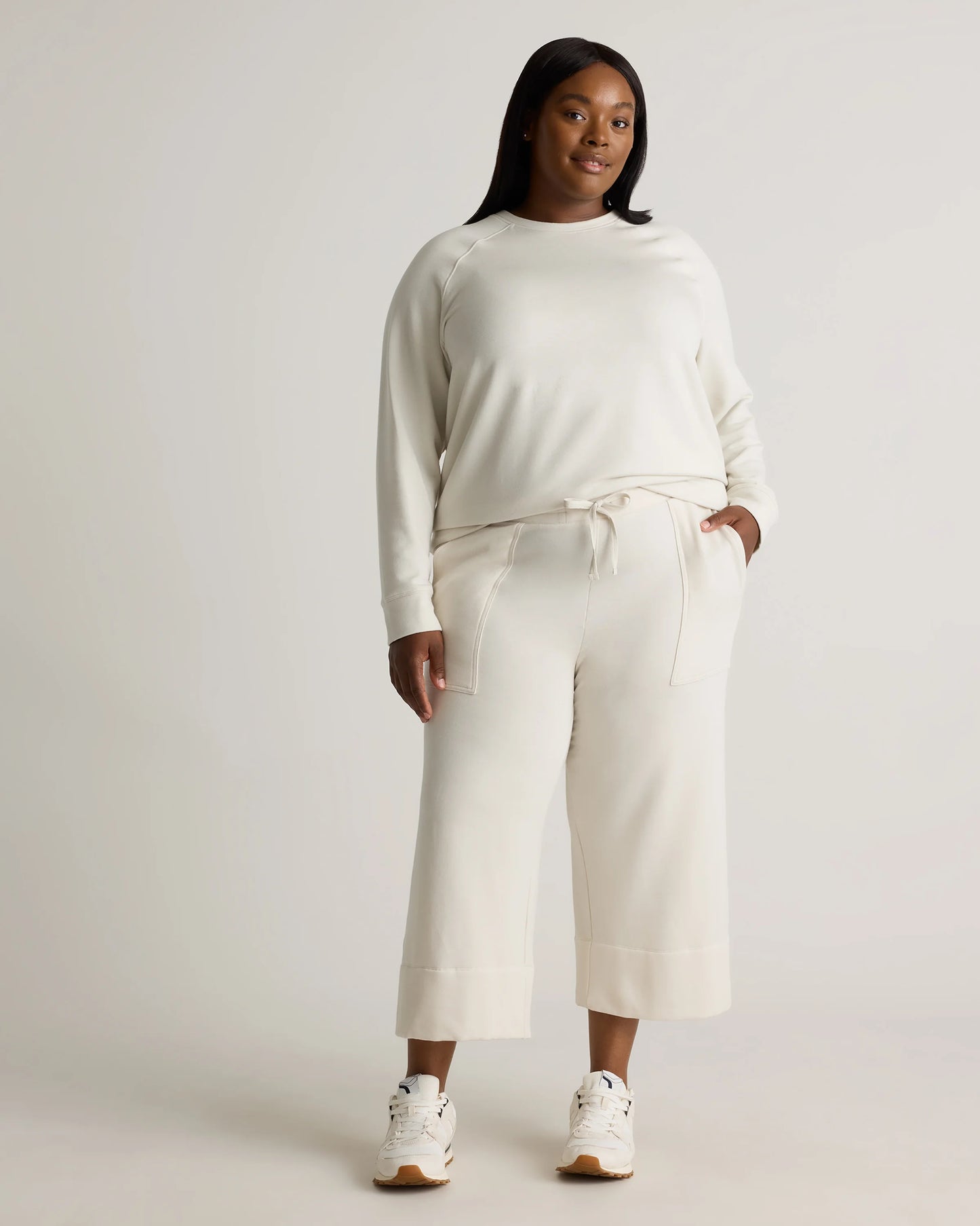 SuperSoft Fleece Cropped Wide Leg Pants - 1X / Heather Grey