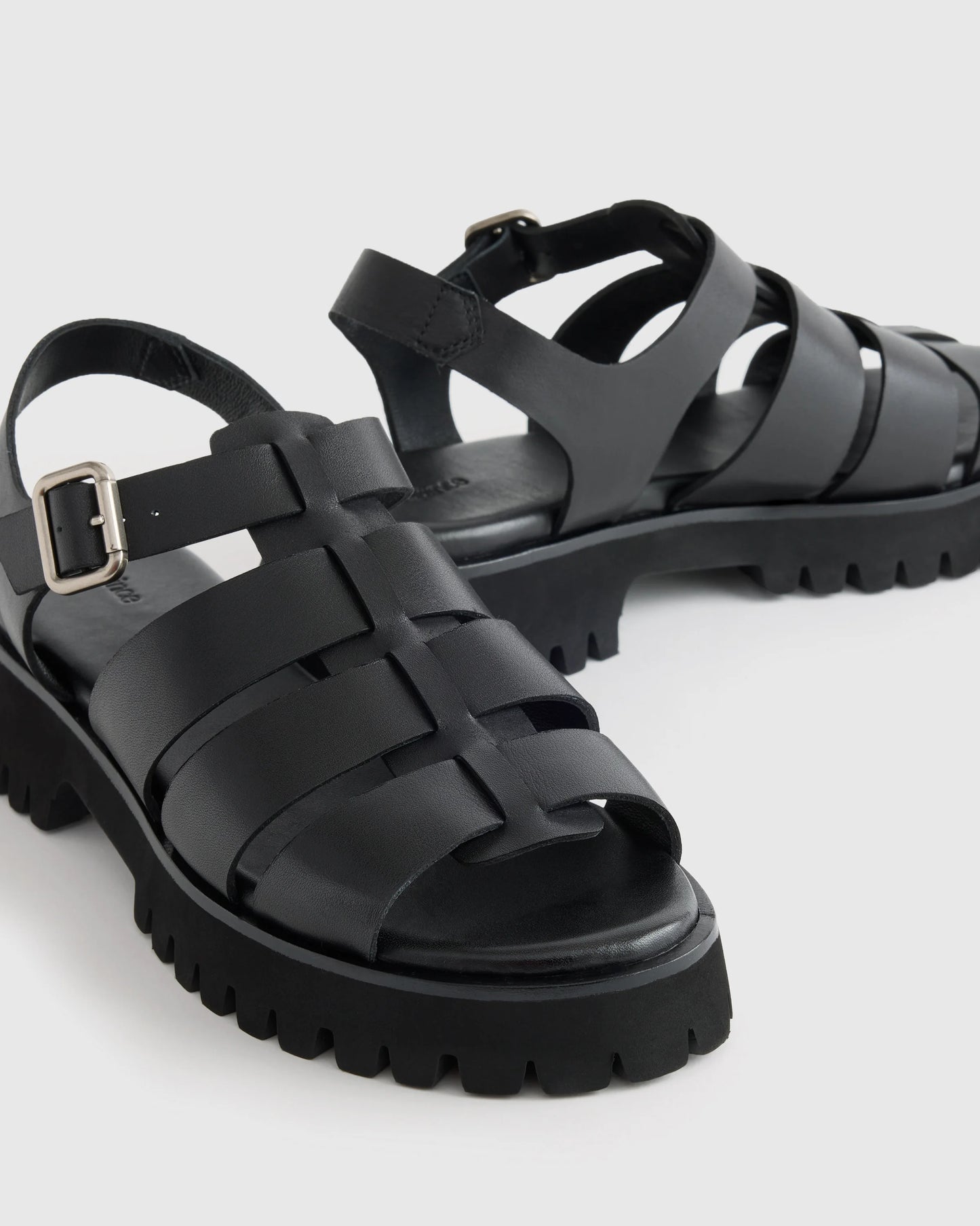 Italian Leather Lug Sole Fisherman Sandal - 5 / Cashew