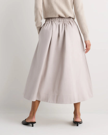 Organic Cotton Sateen A-line Midi Skirt - XS / True Black