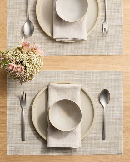 Mini Basketweave Easy-Care Rectangular Placemat, Set of 4 by Chilewich - One Size / Parchment