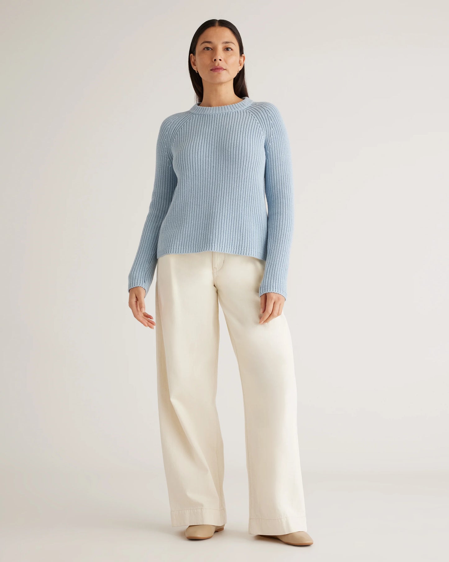 100% Organic Cotton Fisherman Crew Sweater - XS / Sapphire Blue