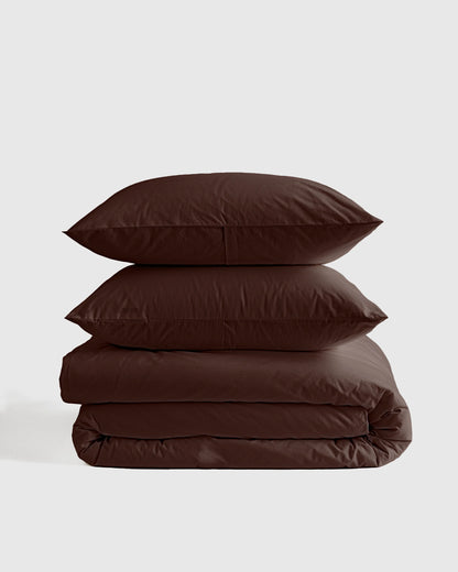 Organic Brushed Cotton Duvet Cover Set - Twin / Toffee