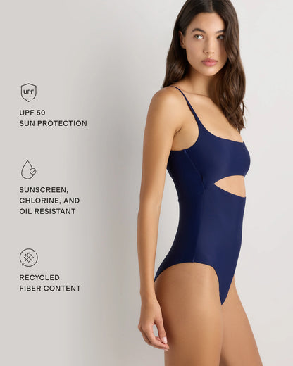 Italian Cut Out One-Piece Swimsuit - XS / Lagoon Teal Blue
