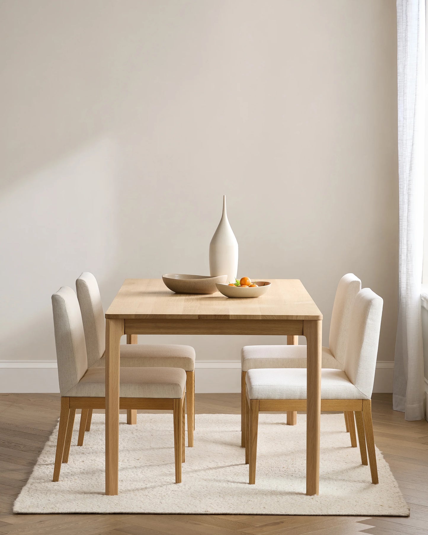 Performance Fabric Dining Chair with Solid Oak Legs (Set of 2) - One Size / Snow/Natural