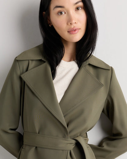 Stretch Crepe Trench Coat - XS / Olive