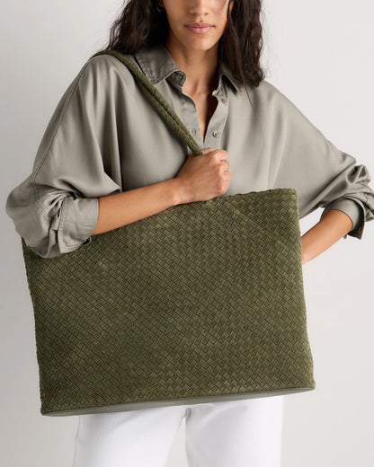Siena Suede Handwoven Tote - One Size / Pebble