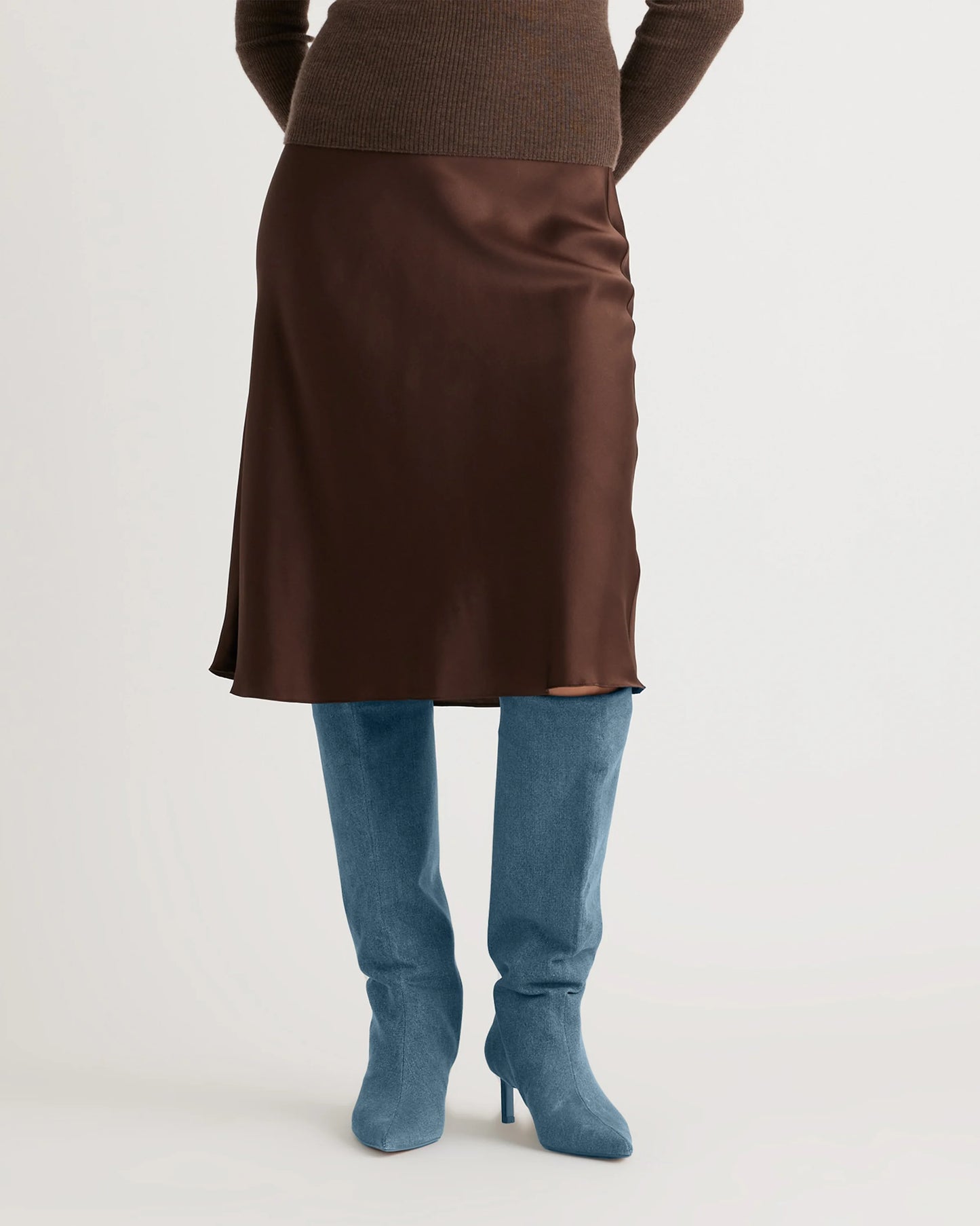 100% Washable Silk Skirt - XS / Champagne
