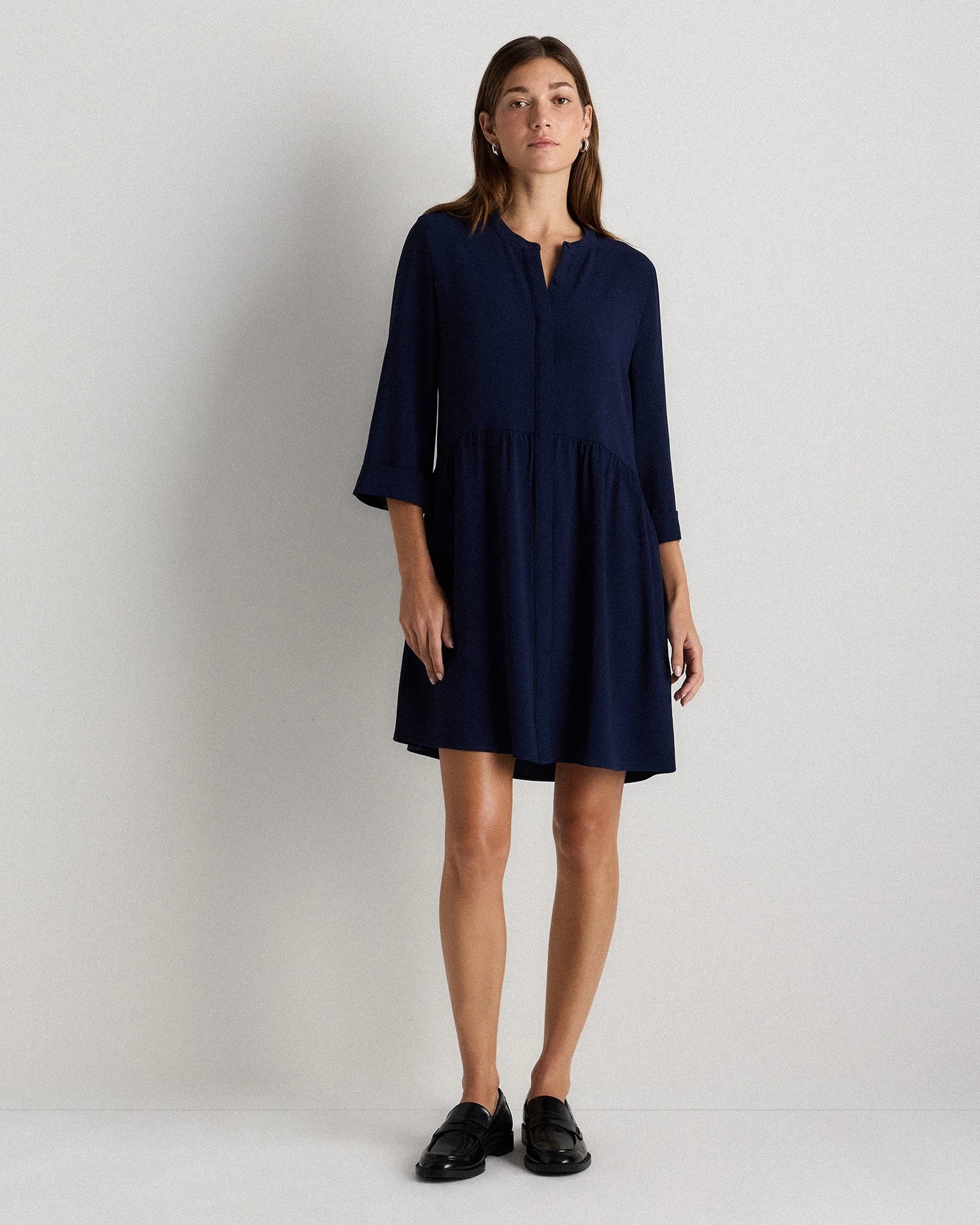 Fluid Crepe Shirt Dress - XS / Wine Tasting Red