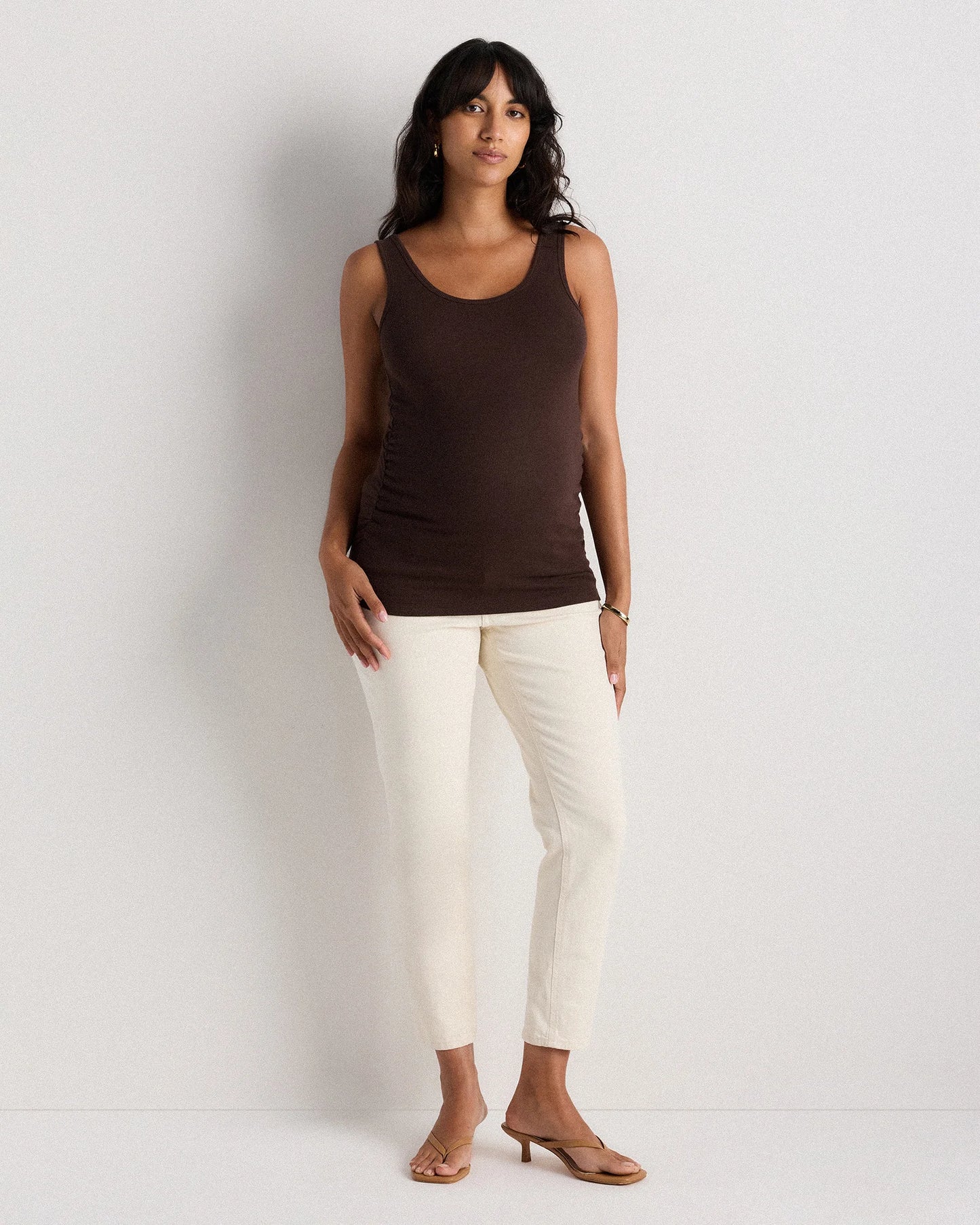 Bamboo Rib Maternity Scoop Neck Tank - XS / Deep Navy