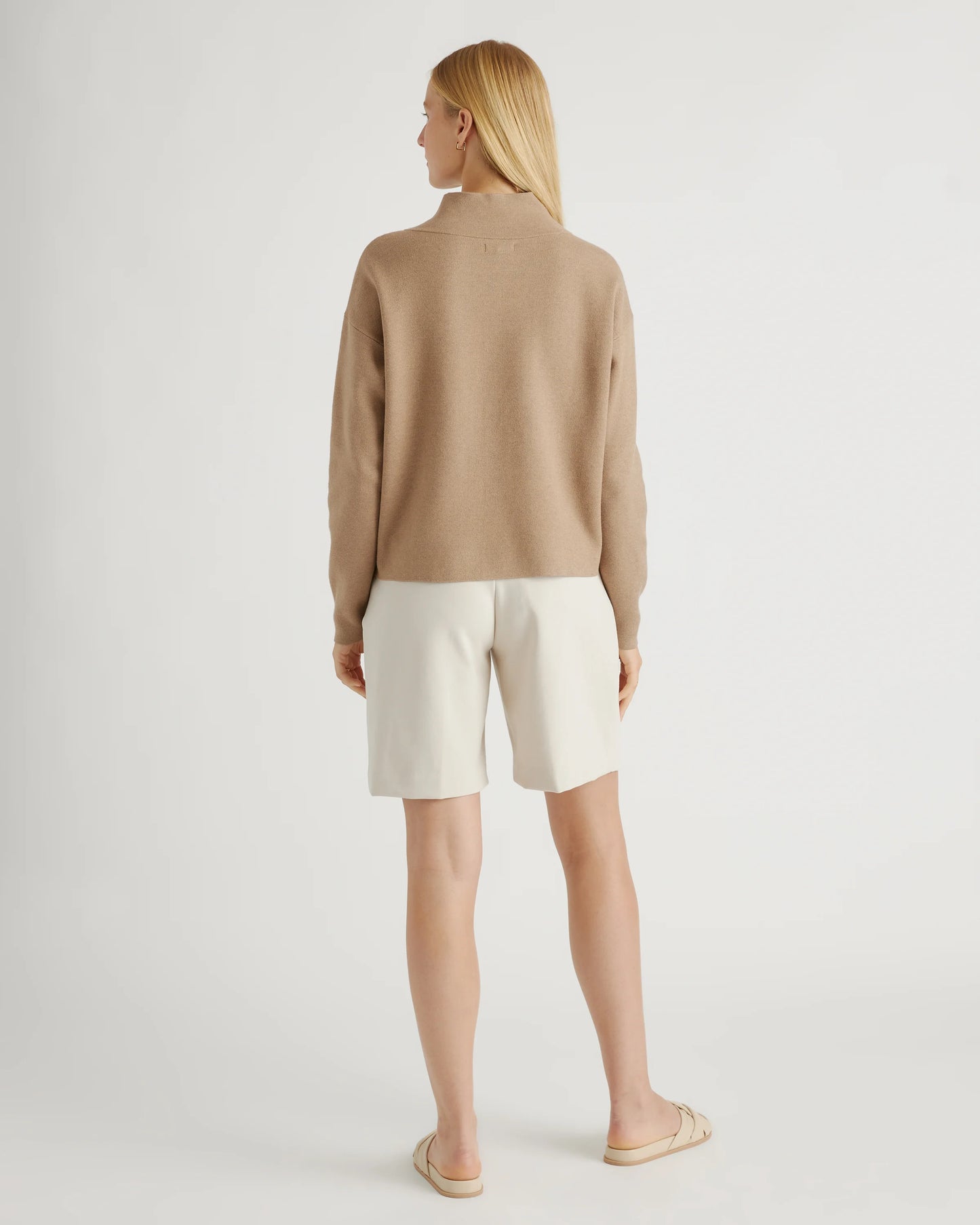 Eco-Knit Milano Stitch Mock Neck Pullover - XS / Warm Taupe