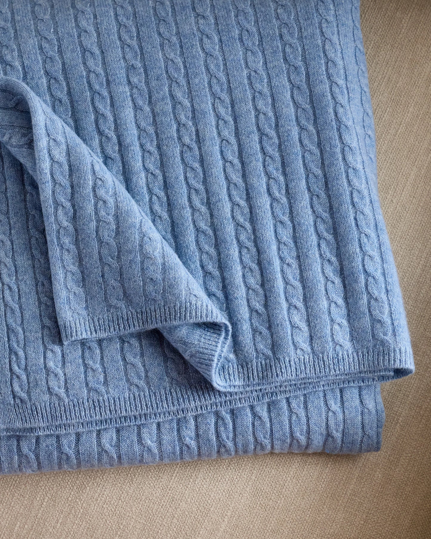 Cable Knit Cashmere Throw - 50x70 / Limoncello