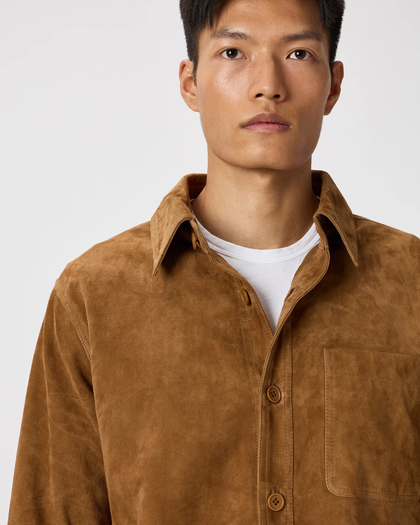 100% Suede Overshirt - S / Cognac Brown