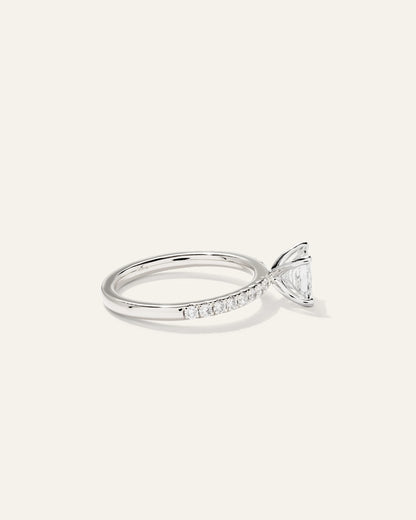 Lab Grown Diamond Princess Petite Pave Engagement Ring - 1ct - 4 / Yellow Gold