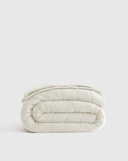 Organic Cotton Gauze Box Quilt - Twin / Mineral
