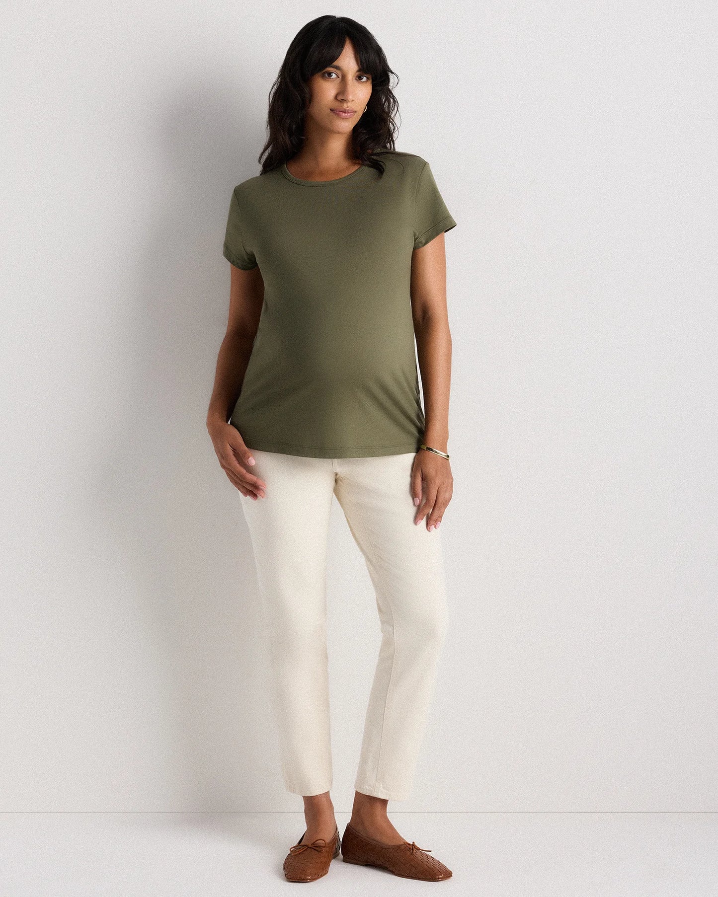 Cotton Modal Maternity Crew Neck Tee (2-pack) - XS / Black/Redwood Brown