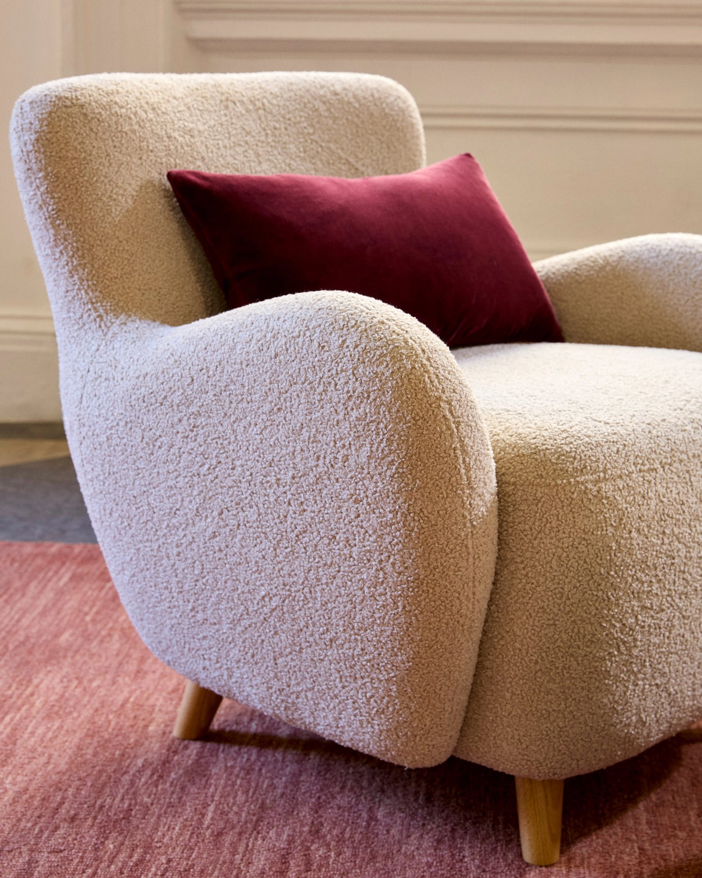 Teddy Boucle Petite Wingback Accent Chair - One Size / Oatmeal