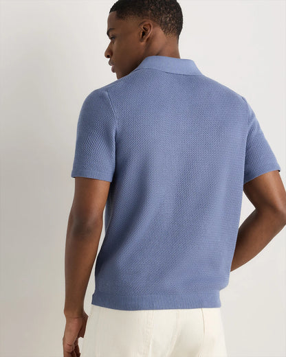100% Organic Cotton Mesh-Stitch Sweater Polo - XS / Charcoal