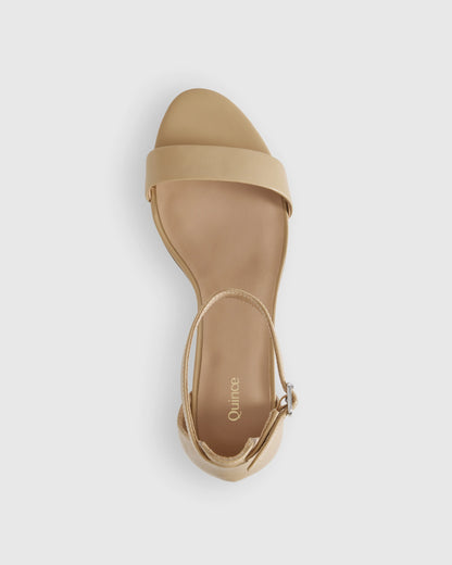 Italian Leather 65mm Block Heel - 5 / Cashew