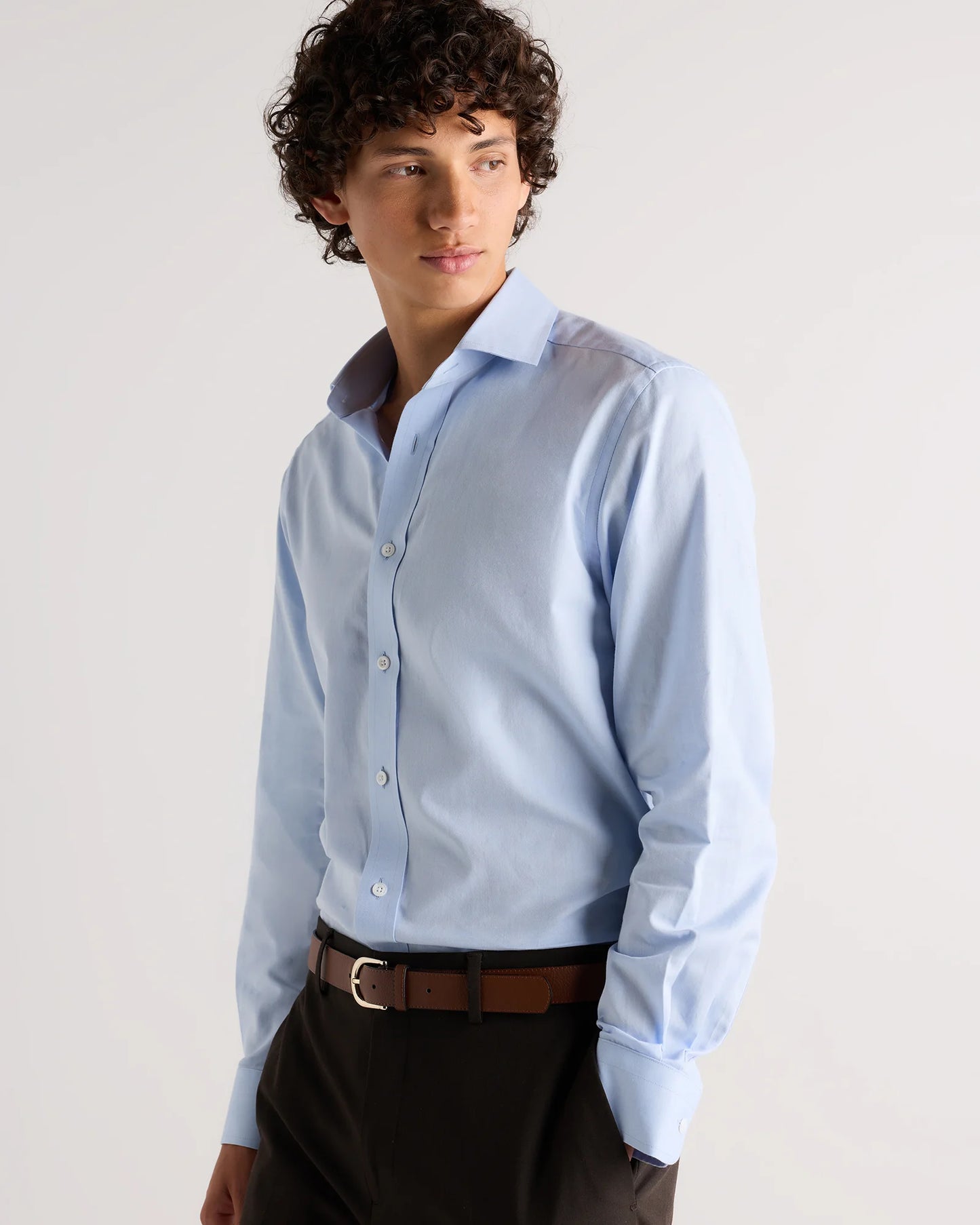 Organic Cotton Cashmere Dress Shirt - XS / Pale Blue