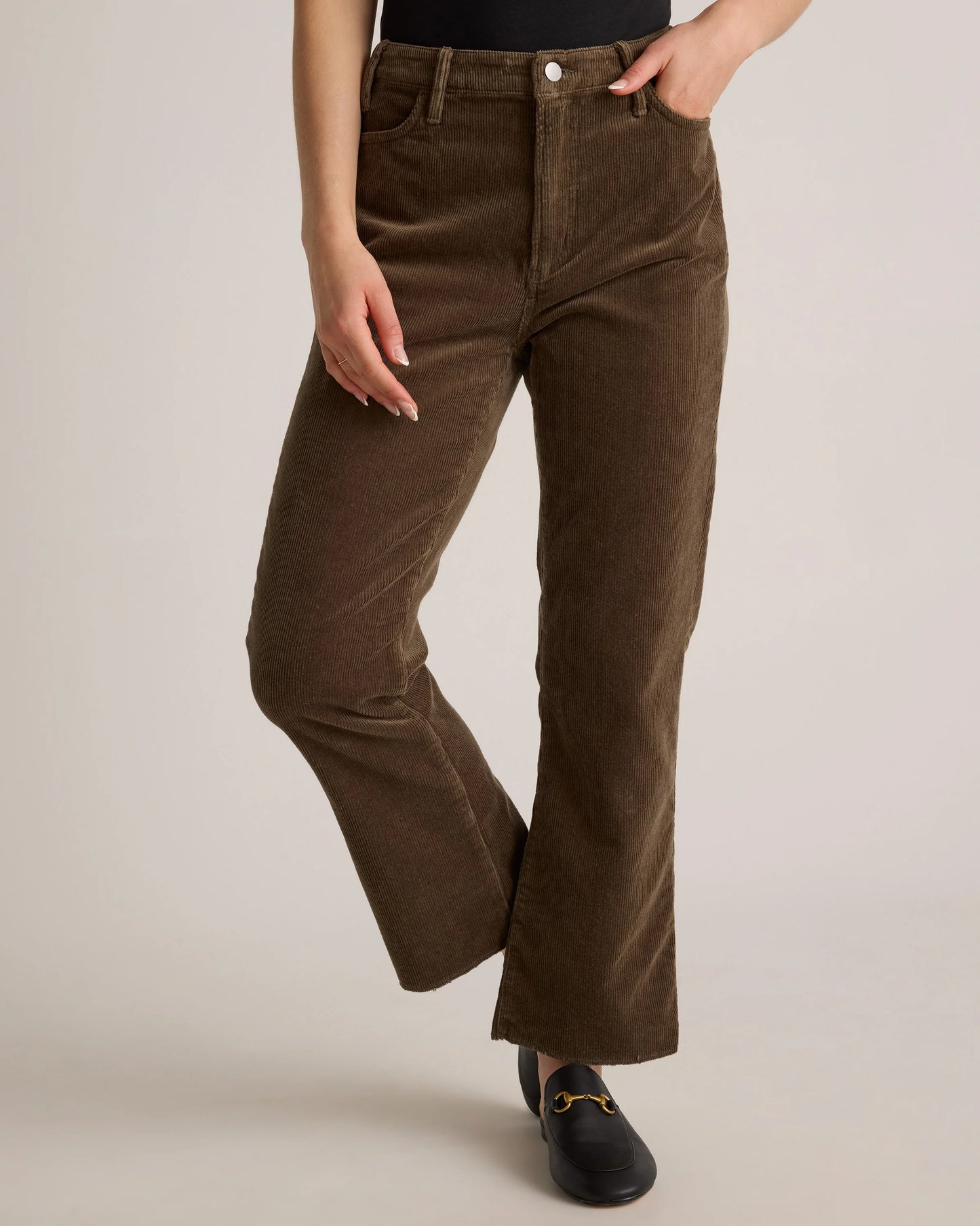 Organic Stretch Corduroy Kick Flare Pants - 0 / Warm Brown