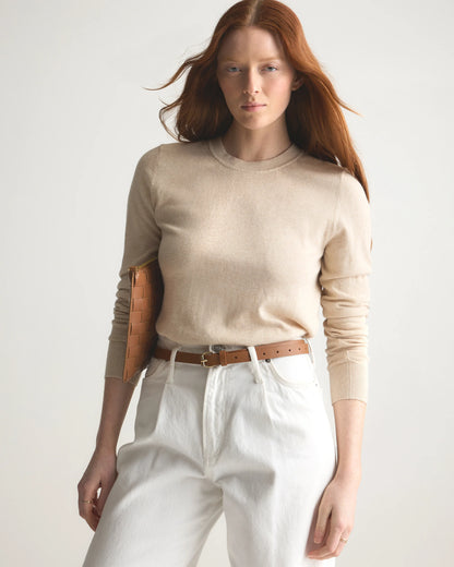 Lightweight Cotton Cashmere Crew Sweater - XS / Mountain Spring Blue