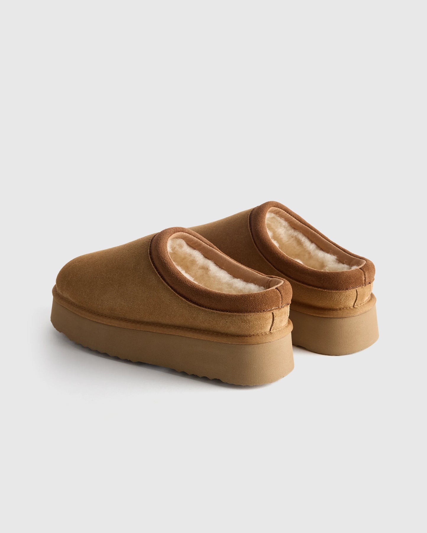 Australian Shearling Platform Clog Slipper - 5 / Pecan