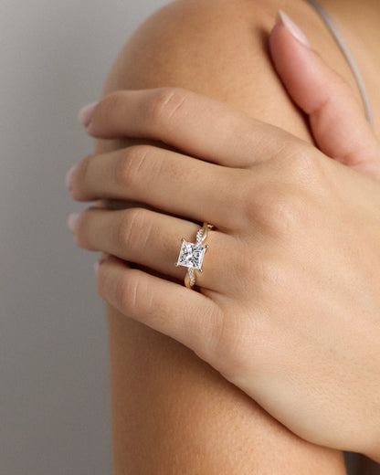 Lab Grown Diamond Princess Twisted Engagement Ring - 2ct - 4 / Yellow Gold
