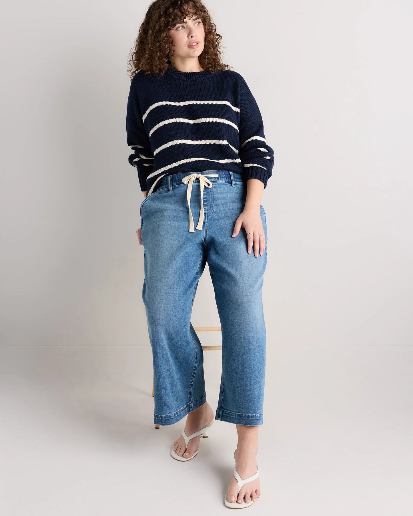 Mia Wide Leg Crop Jeans - 1X / Deep Sea Blue