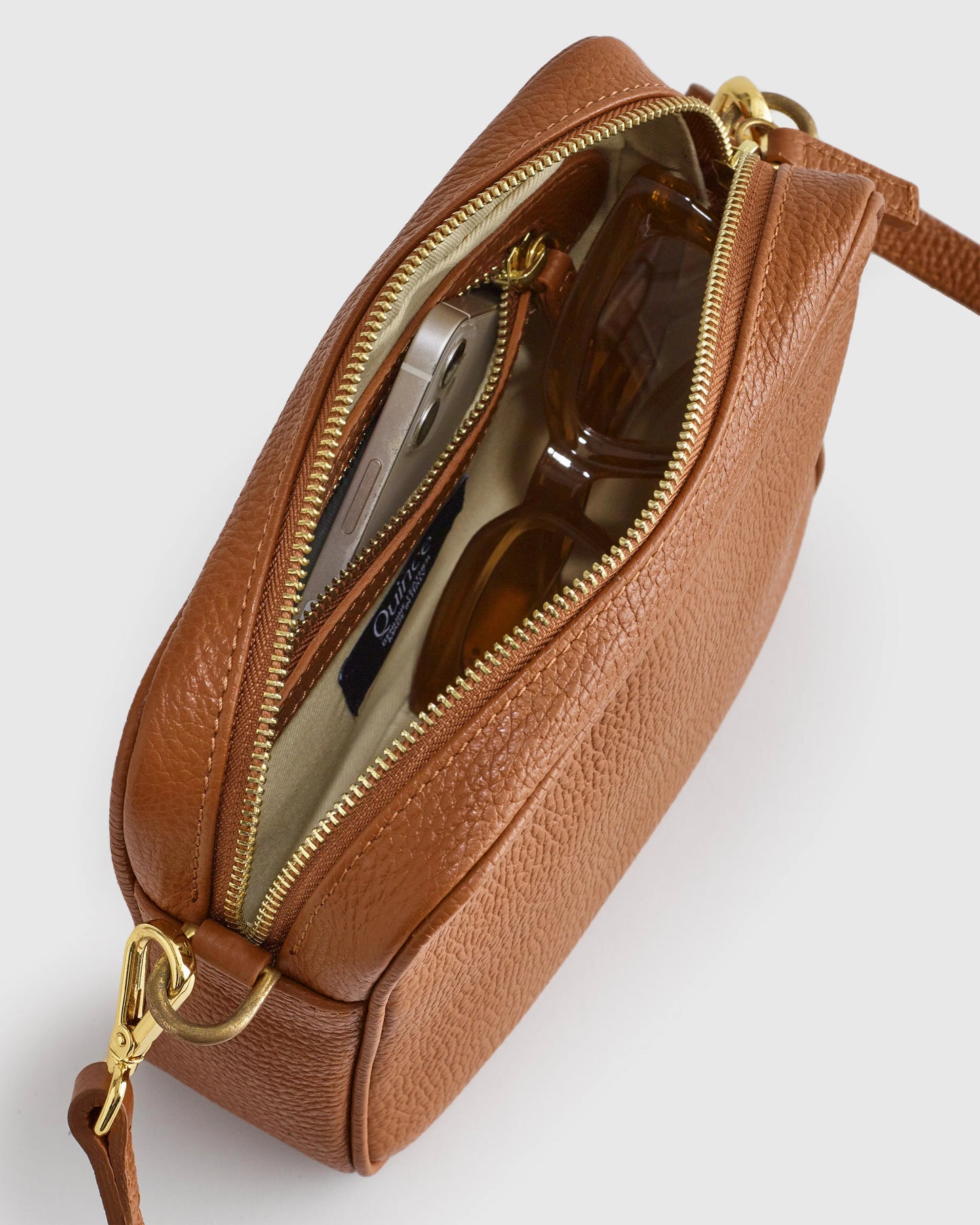 Italian Leather Crossbody Bag - One Size / Black Croco