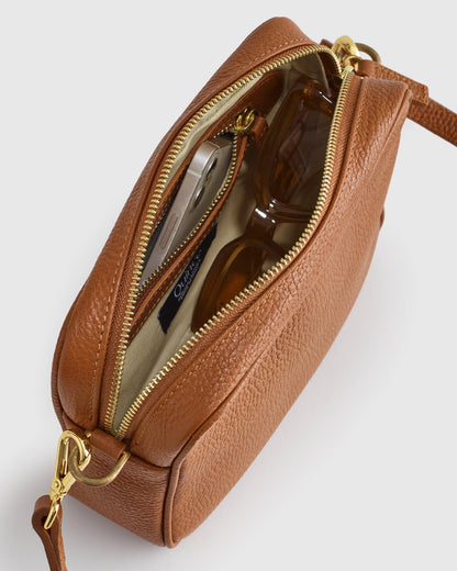 Italian Leather Crossbody Bag - One Size / Black Croco