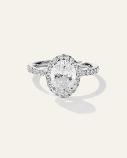 Lab Grown Diamond Oval Halo Pave Engagement Ring - 1.50ct - 4 / Yellow Gold