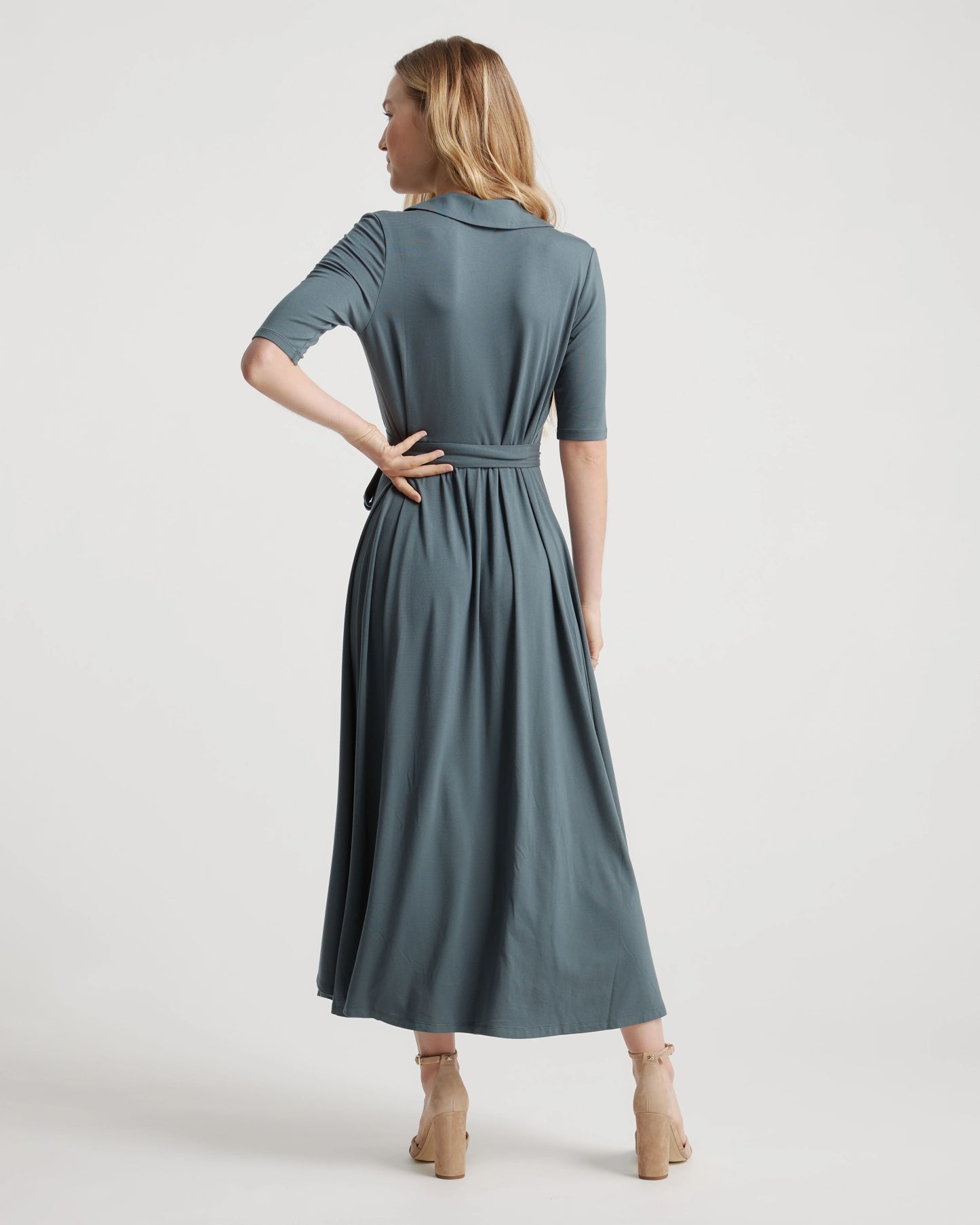 Tencel Jersey Midi Wrap Dress - XS / Brown