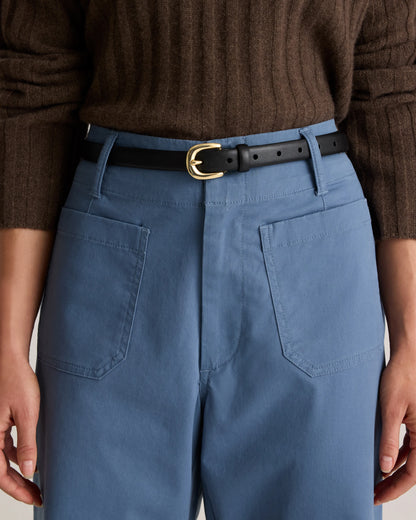 Sofia European Leather Skinny Belt - XS / Black