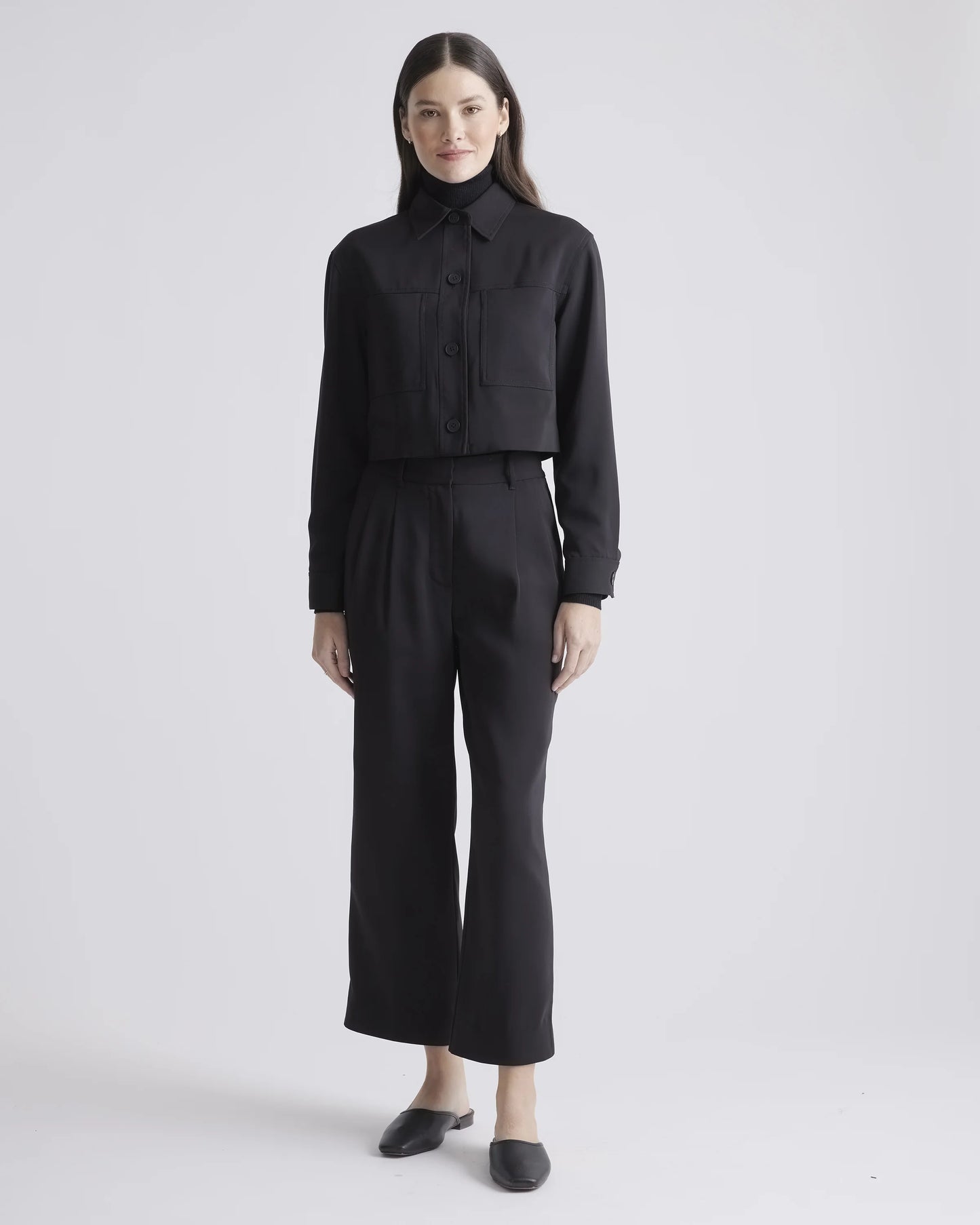 Stretch Crepe Cropped Jacket - XS / Morel