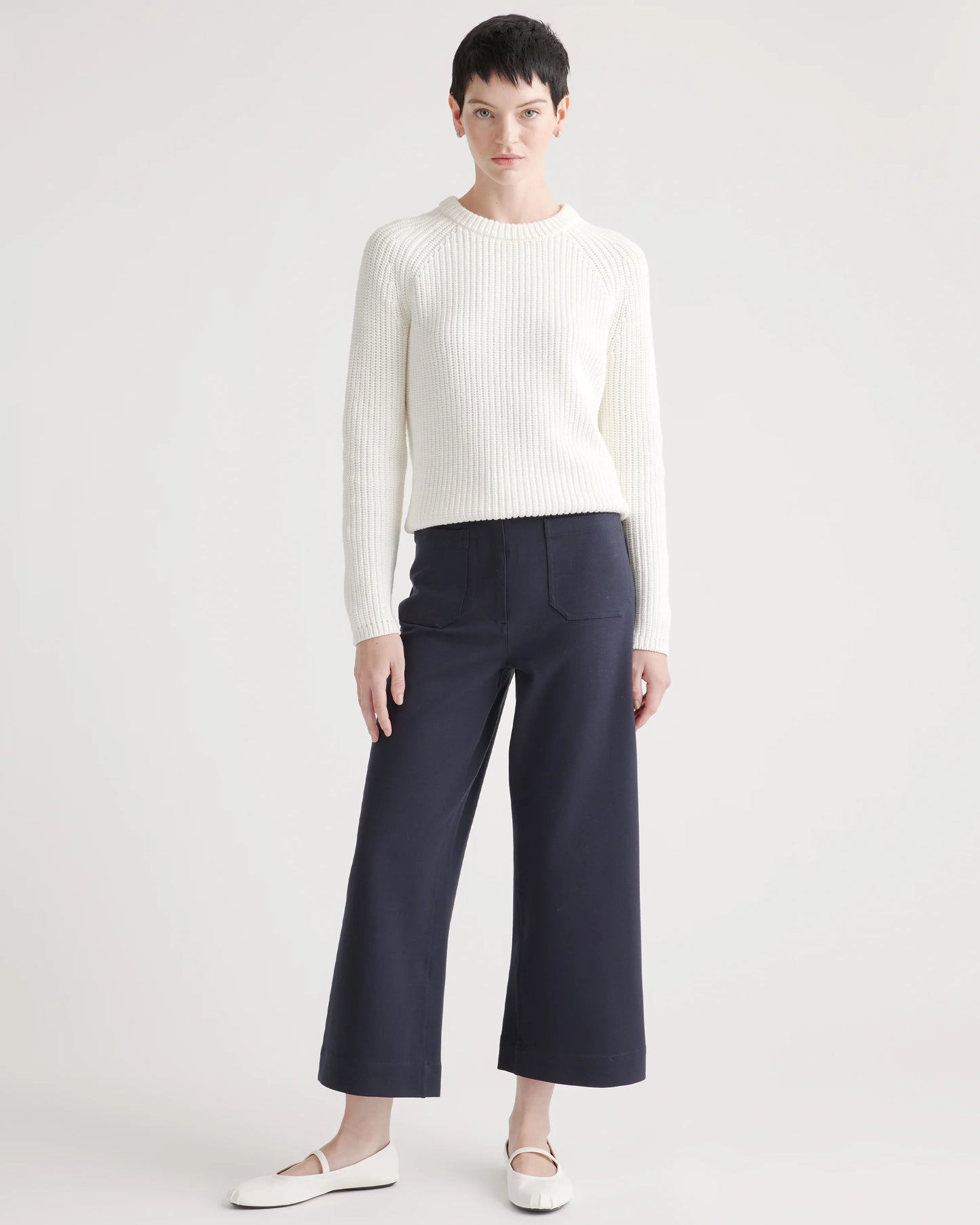 Ultra-Stretch Ponte Cropped Wide Leg Pant - 0 / Navy