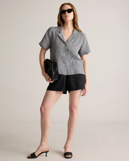 100% European Linen Short Sleeve Shirt - XS / Moonstone Blue