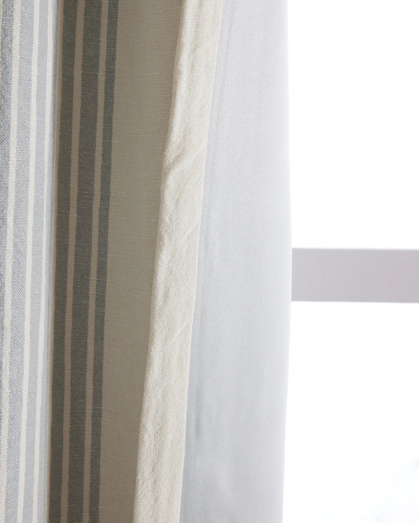 Coastal Stripe Linen Cotton Room Darkening Curtain - Single Panel - 48x84 / Ivory/Sage Green