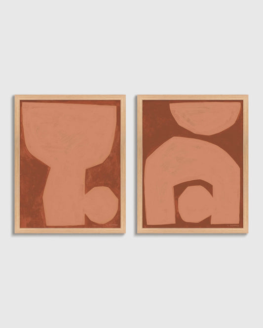 Unit in Terracotta by Michael Kempen (Set of 2) - 21.25"x26.25" / Oak