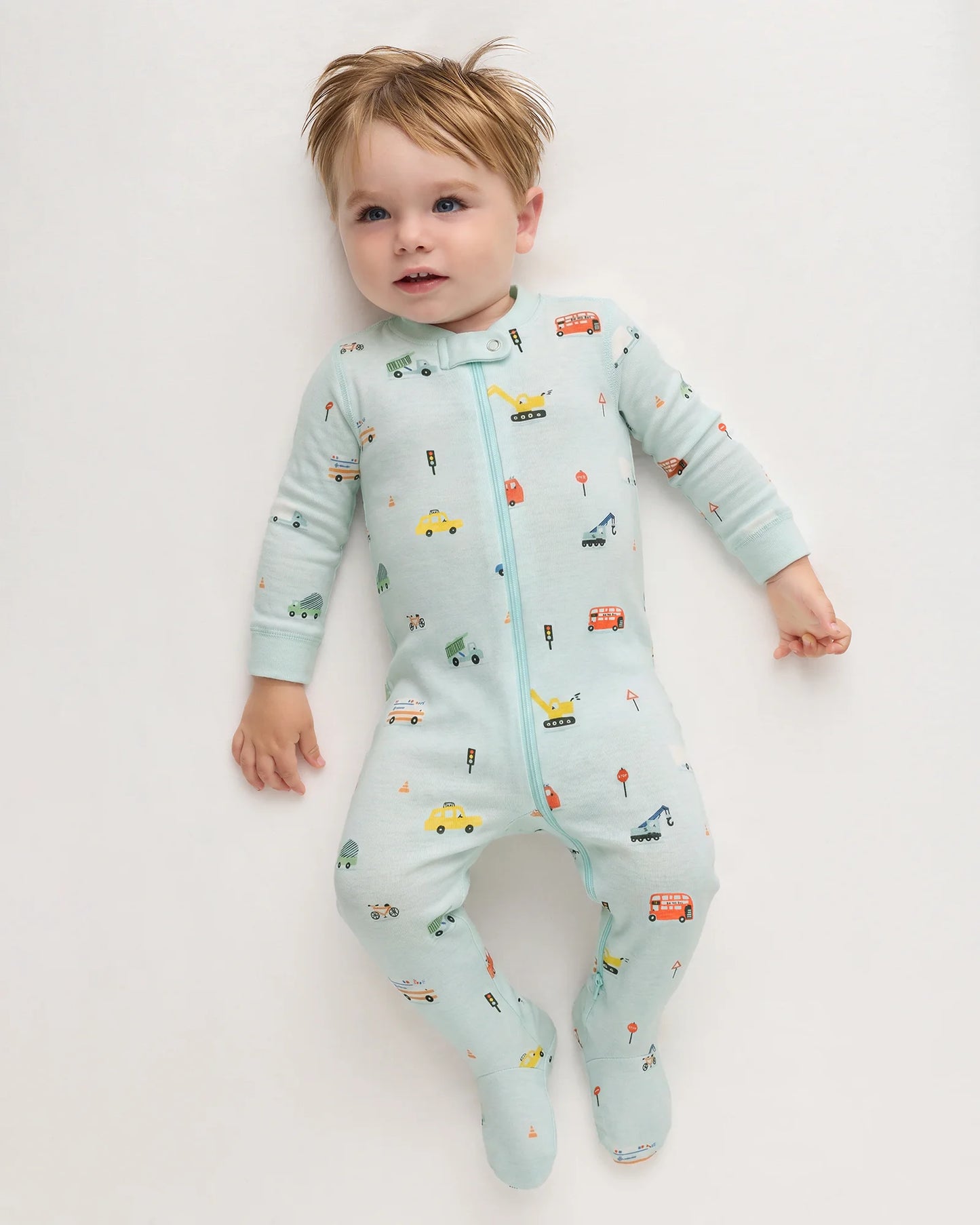 100% Organic Cotton Footie Pajama - 0-3M / Vehicles