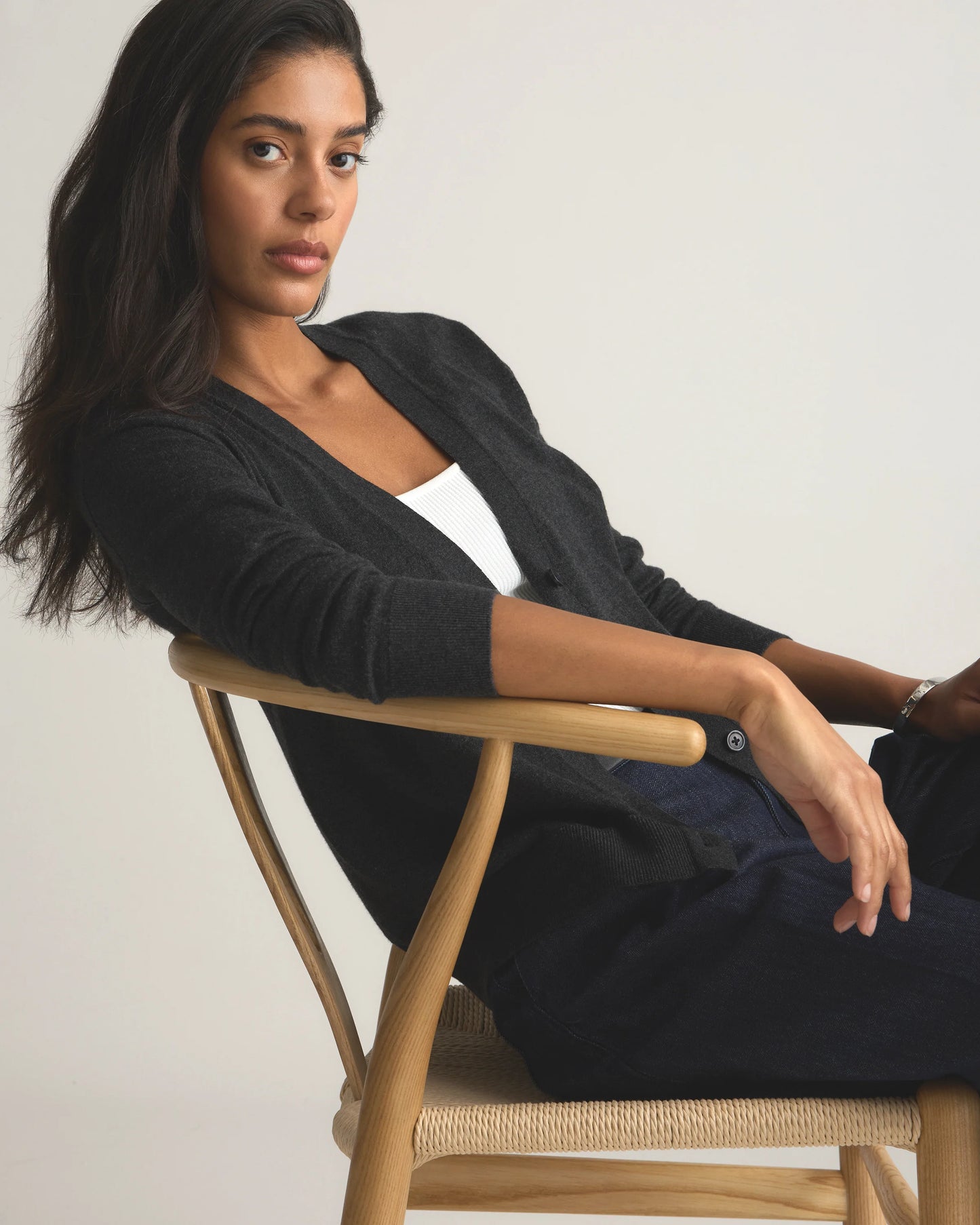 Lightweight Cotton Cashmere Cardigan - XS / Heather Oatmeal
