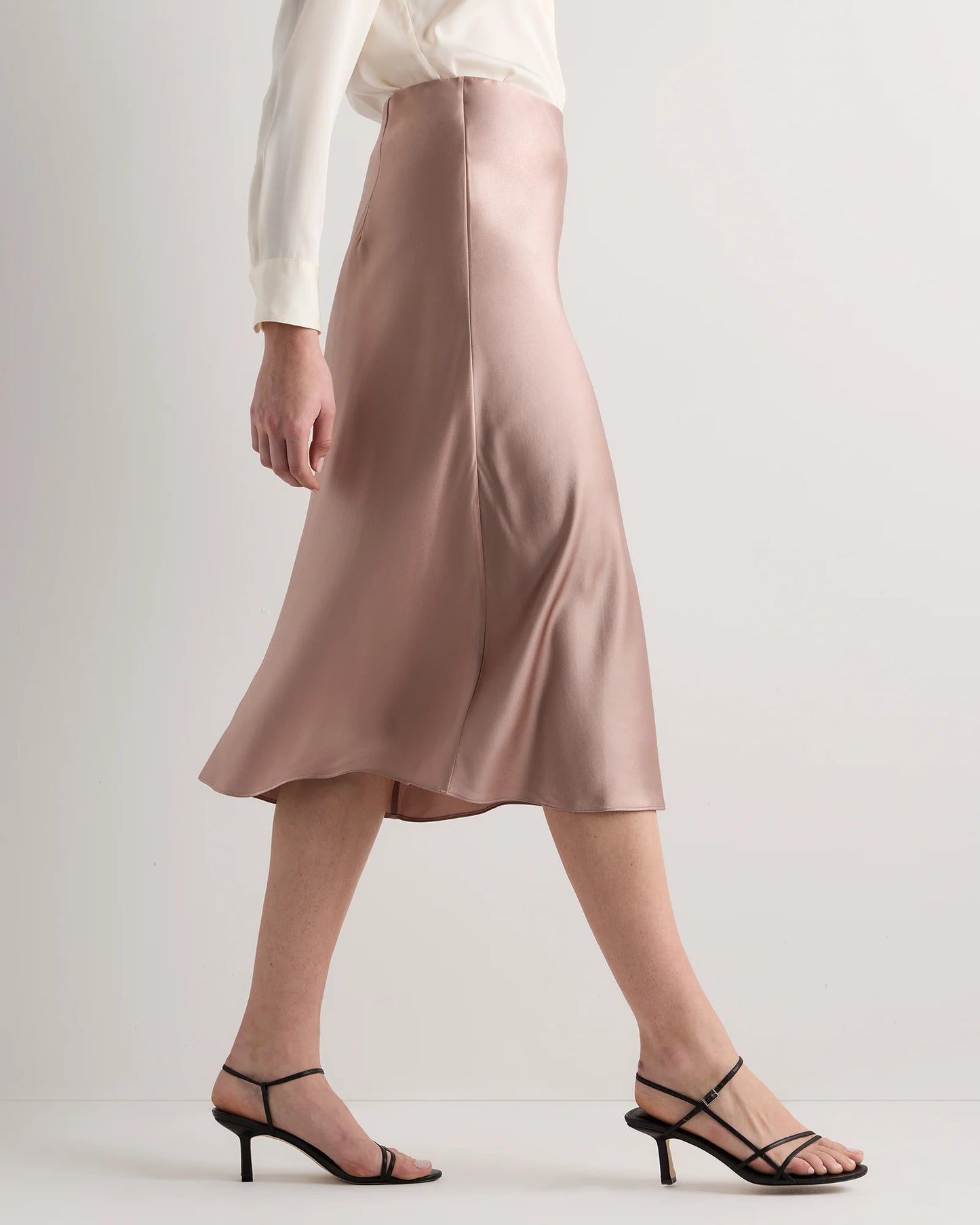 100% Washable Silk Skirt - XS / Champagne