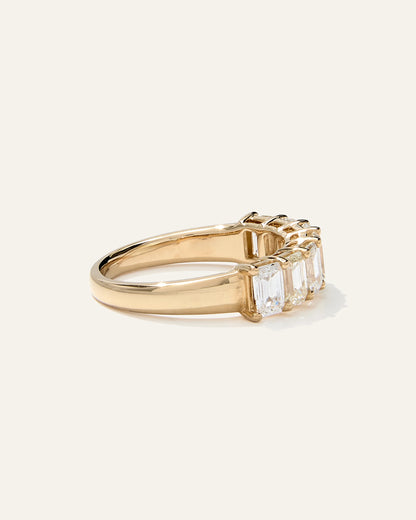 Lab Grown Diamond Emerald Seven Stone Band - 4 / Yellow Gold