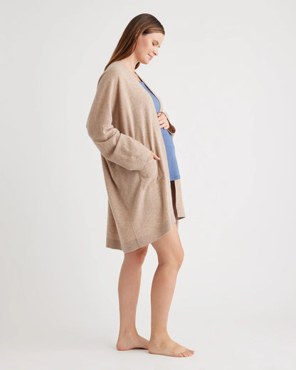 Mongolian Cashmere Maternity & Nursing Cocoon Cardigan - XS / Oatmeal