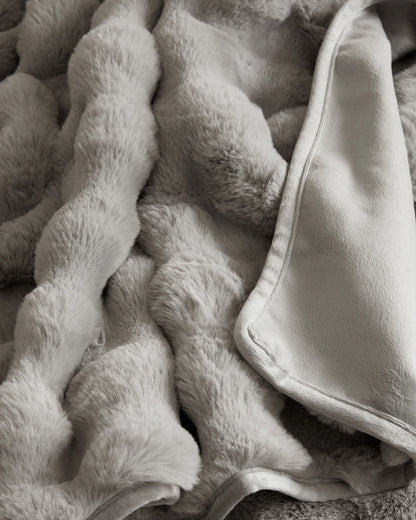 Ruched Faux Fur Throw - 50x60 / Glacier